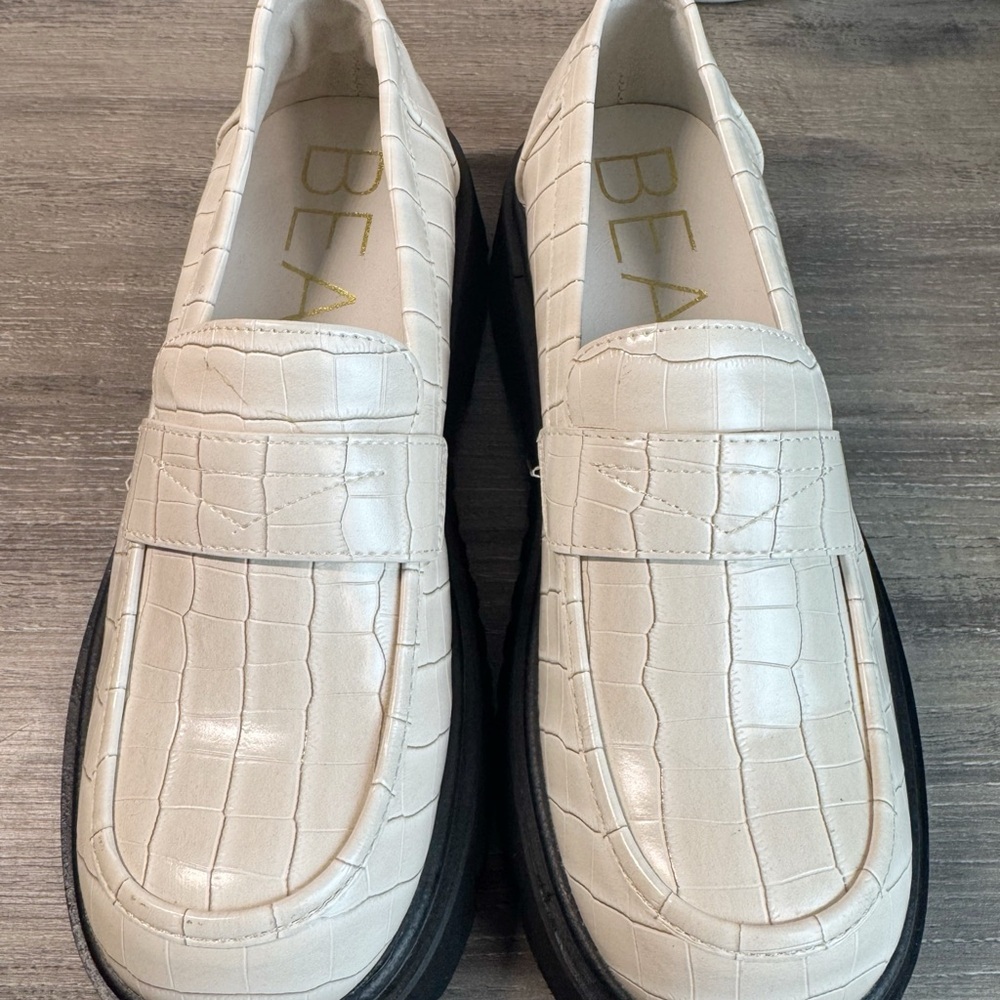Matisse Laguna Platform Loafers Bone/Cream Croc Embossed faux leather size 8 - Picture 7 of 9